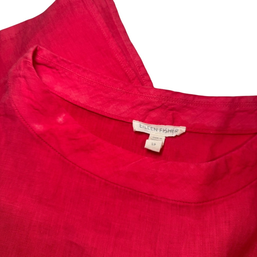 Eileen Fisher Fuchsia Organic Linen Shell Top Sleeveless Tunic Side Slits Size S - Picture 7 of 7